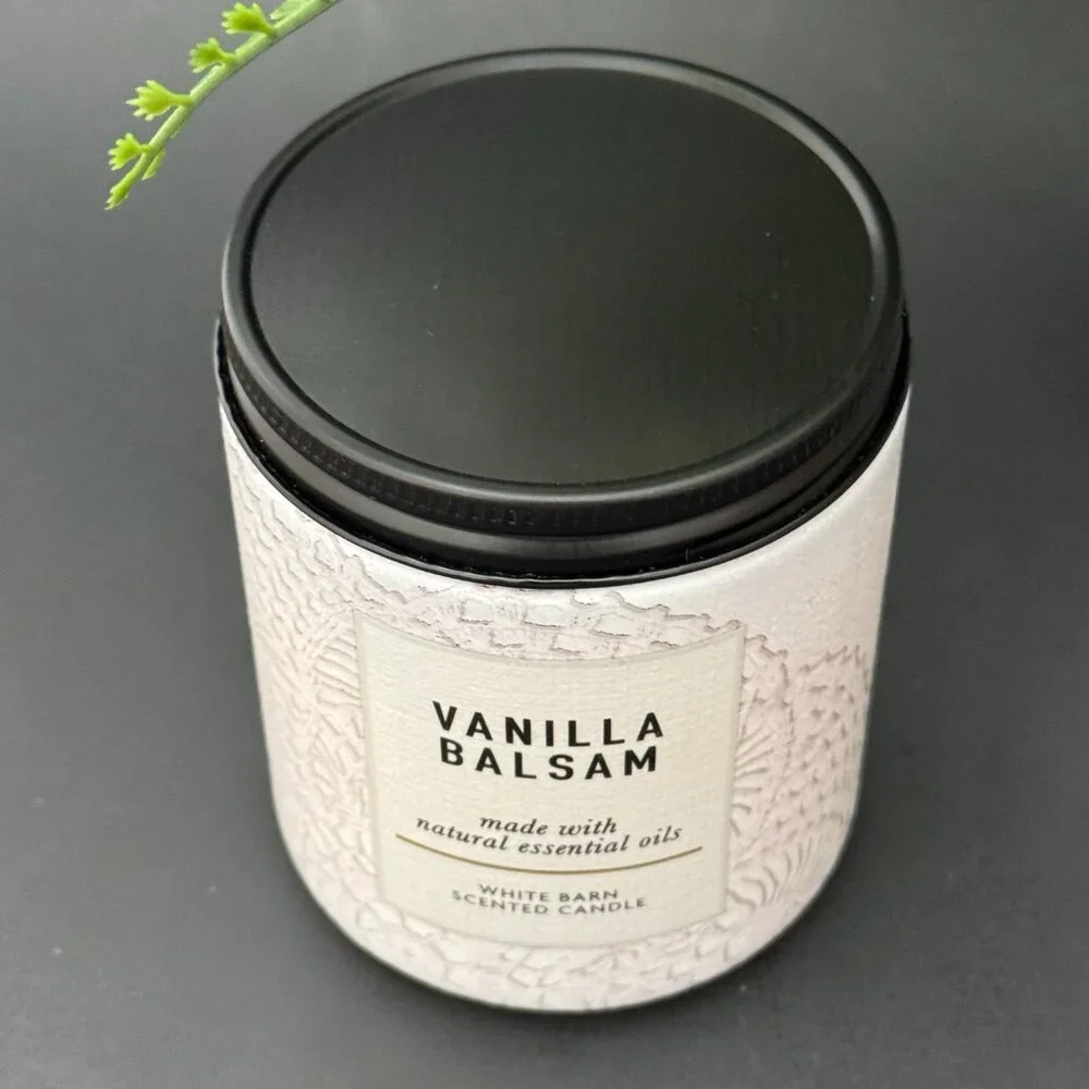 BBW Vanilla Balsam White Barn Bath & Body Works Mason Jar Single Wick Candle - Picture 4 of 10